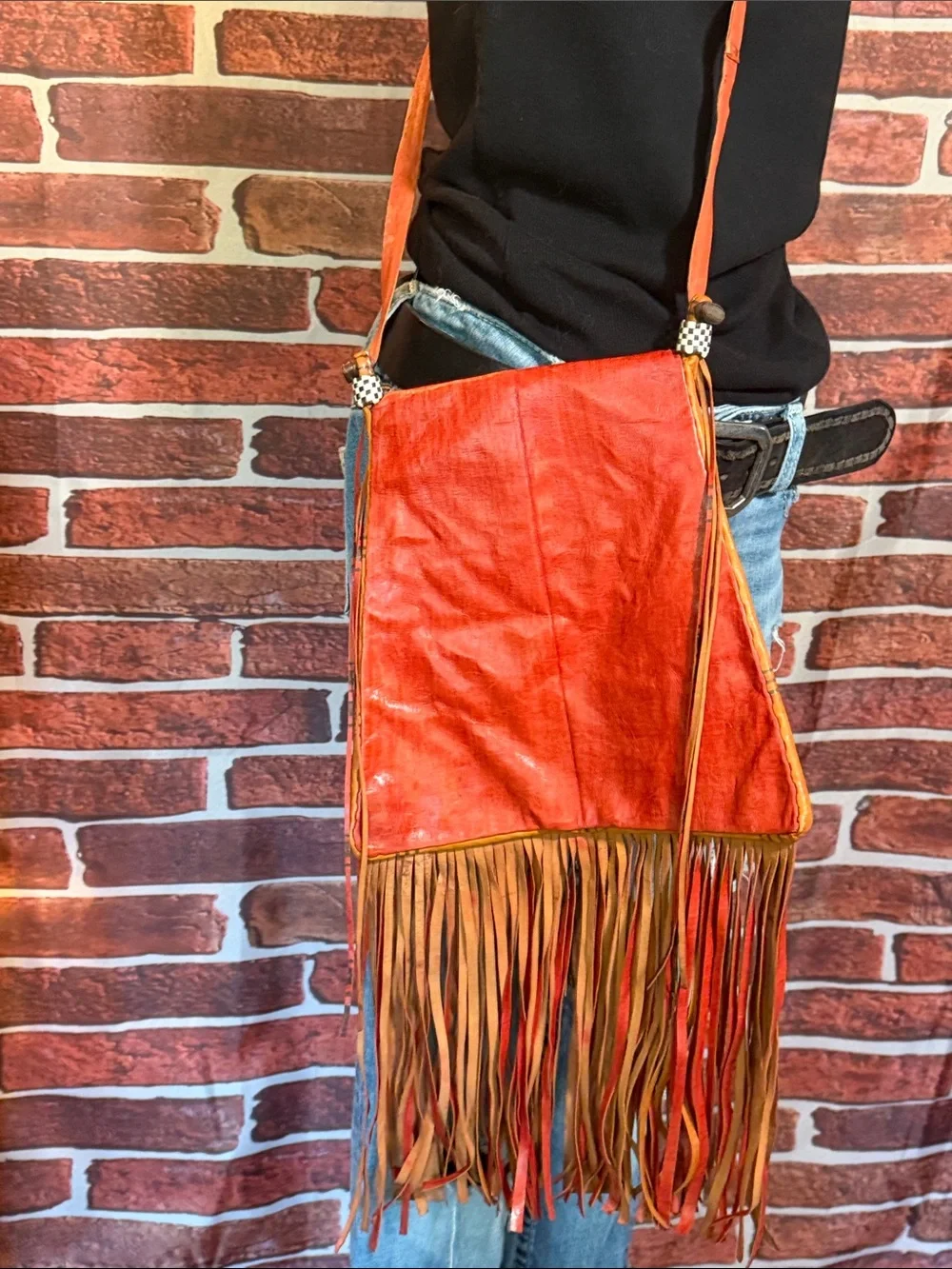 👜 Handstitched Trapezoid Leather Taureg Bag w/Fringes